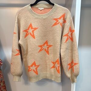 Star Pattern Beige and Orange Sweater
